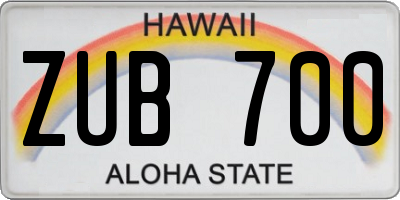 HI license plate ZUB700