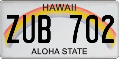 HI license plate ZUB702