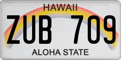 HI license plate ZUB709