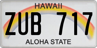 HI license plate ZUB717