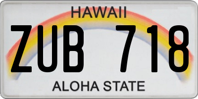 HI license plate ZUB718