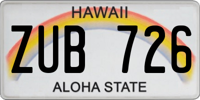 HI license plate ZUB726
