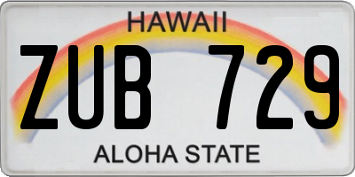 HI license plate ZUB729