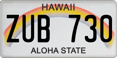 HI license plate ZUB730