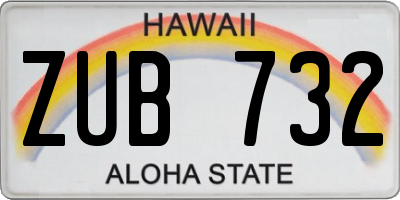 HI license plate ZUB732