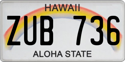 HI license plate ZUB736