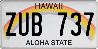 HI license plate ZUB737