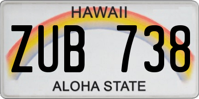 HI license plate ZUB738