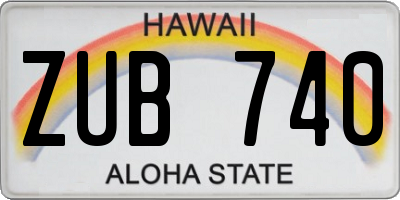 HI license plate ZUB740