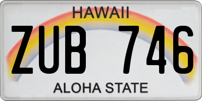 HI license plate ZUB746