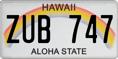 HI license plate ZUB747