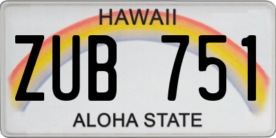 HI license plate ZUB751