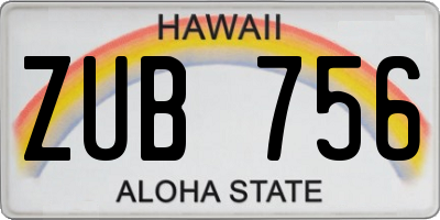 HI license plate ZUB756