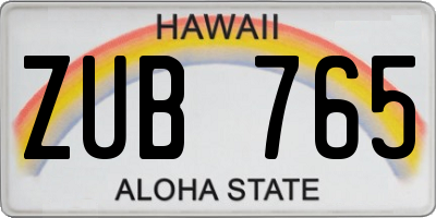 HI license plate ZUB765