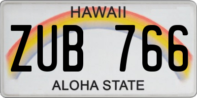 HI license plate ZUB766