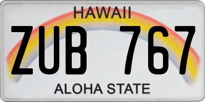 HI license plate ZUB767