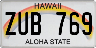 HI license plate ZUB769