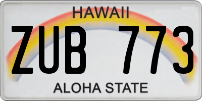 HI license plate ZUB773