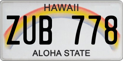 HI license plate ZUB778