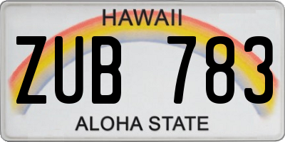 HI license plate ZUB783