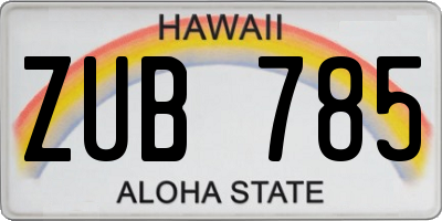 HI license plate ZUB785