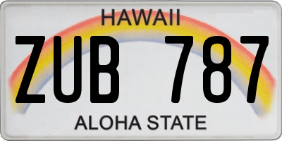 HI license plate ZUB787