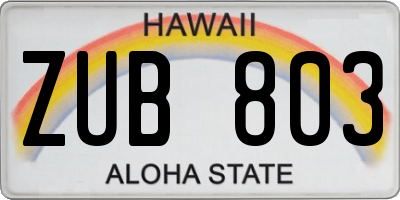 HI license plate ZUB803