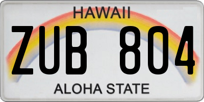 HI license plate ZUB804