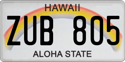 HI license plate ZUB805