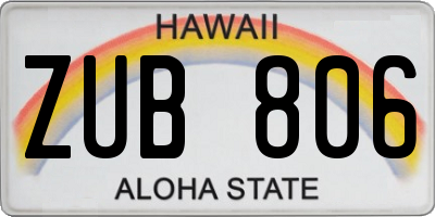 HI license plate ZUB806