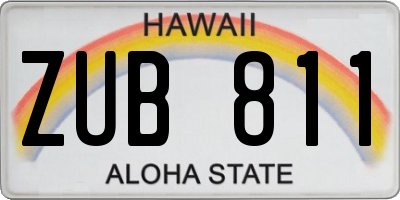 HI license plate ZUB811