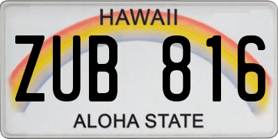 HI license plate ZUB816