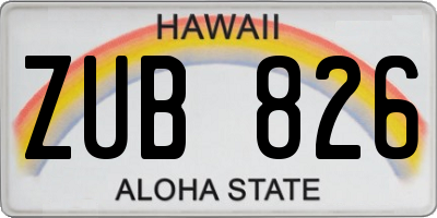 HI license plate ZUB826