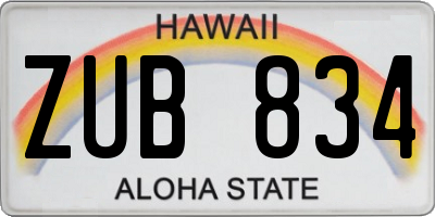 HI license plate ZUB834
