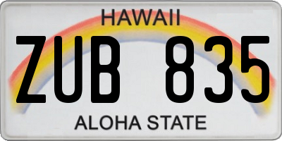 HI license plate ZUB835