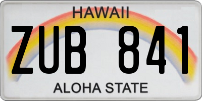 HI license plate ZUB841