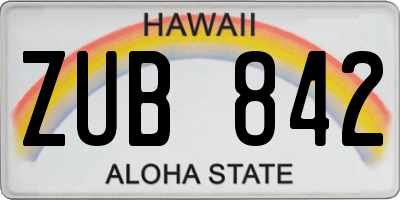 HI license plate ZUB842
