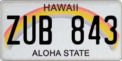 HI license plate ZUB843