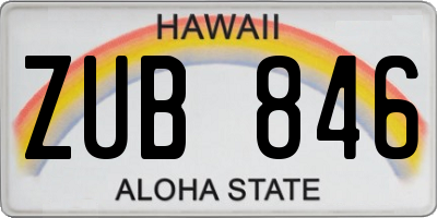 HI license plate ZUB846
