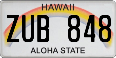 HI license plate ZUB848