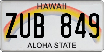 HI license plate ZUB849