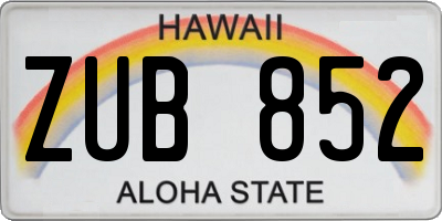 HI license plate ZUB852