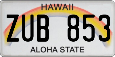 HI license plate ZUB853