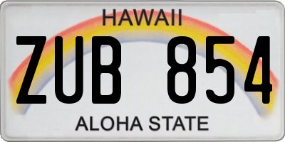 HI license plate ZUB854