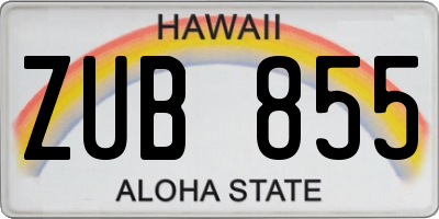 HI license plate ZUB855