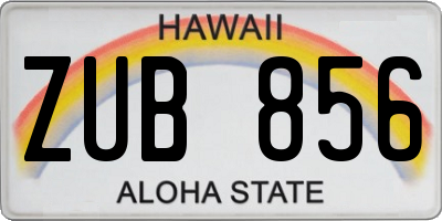 HI license plate ZUB856