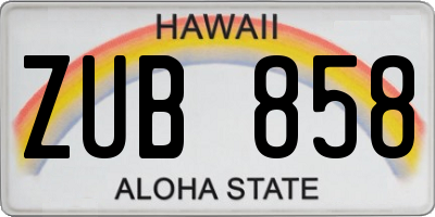 HI license plate ZUB858
