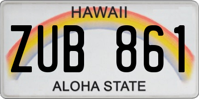 HI license plate ZUB861