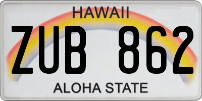 HI license plate ZUB862