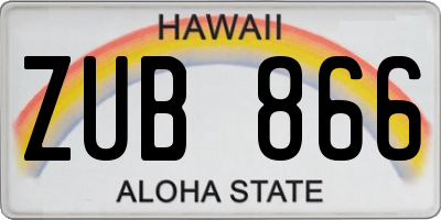 HI license plate ZUB866
